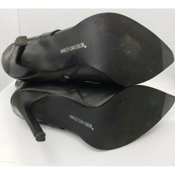 Harley Davidson Ankle Boots Black Leather Heels - Picture 11 of 11
